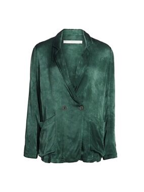 Raquel Allegra Deep Green Double-Breasted Blazer